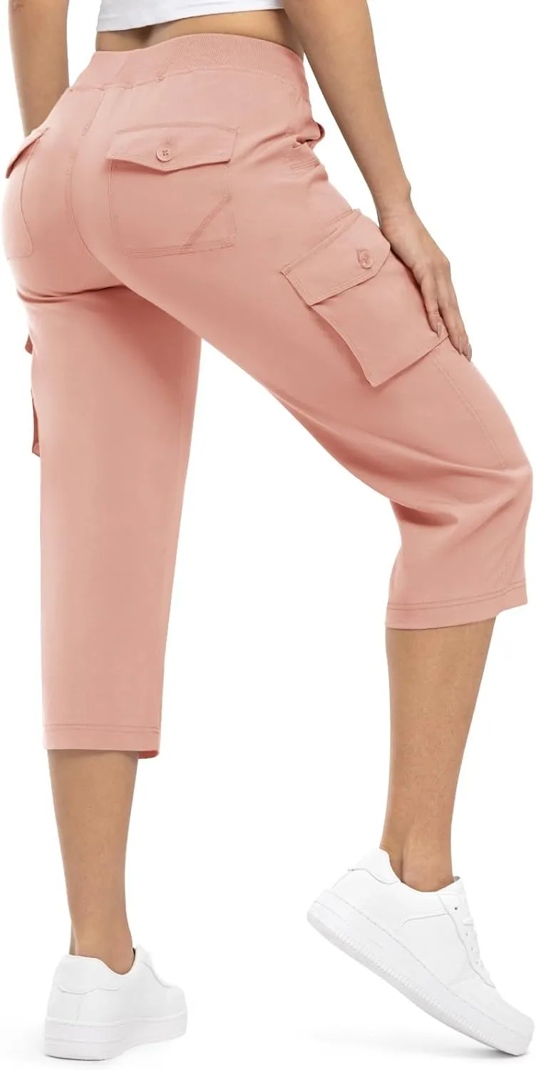 Rdruko Women's Cargo Capris Pants Lightweight Quick Dry Hiking Summer Casual Travel Pants with Pockets