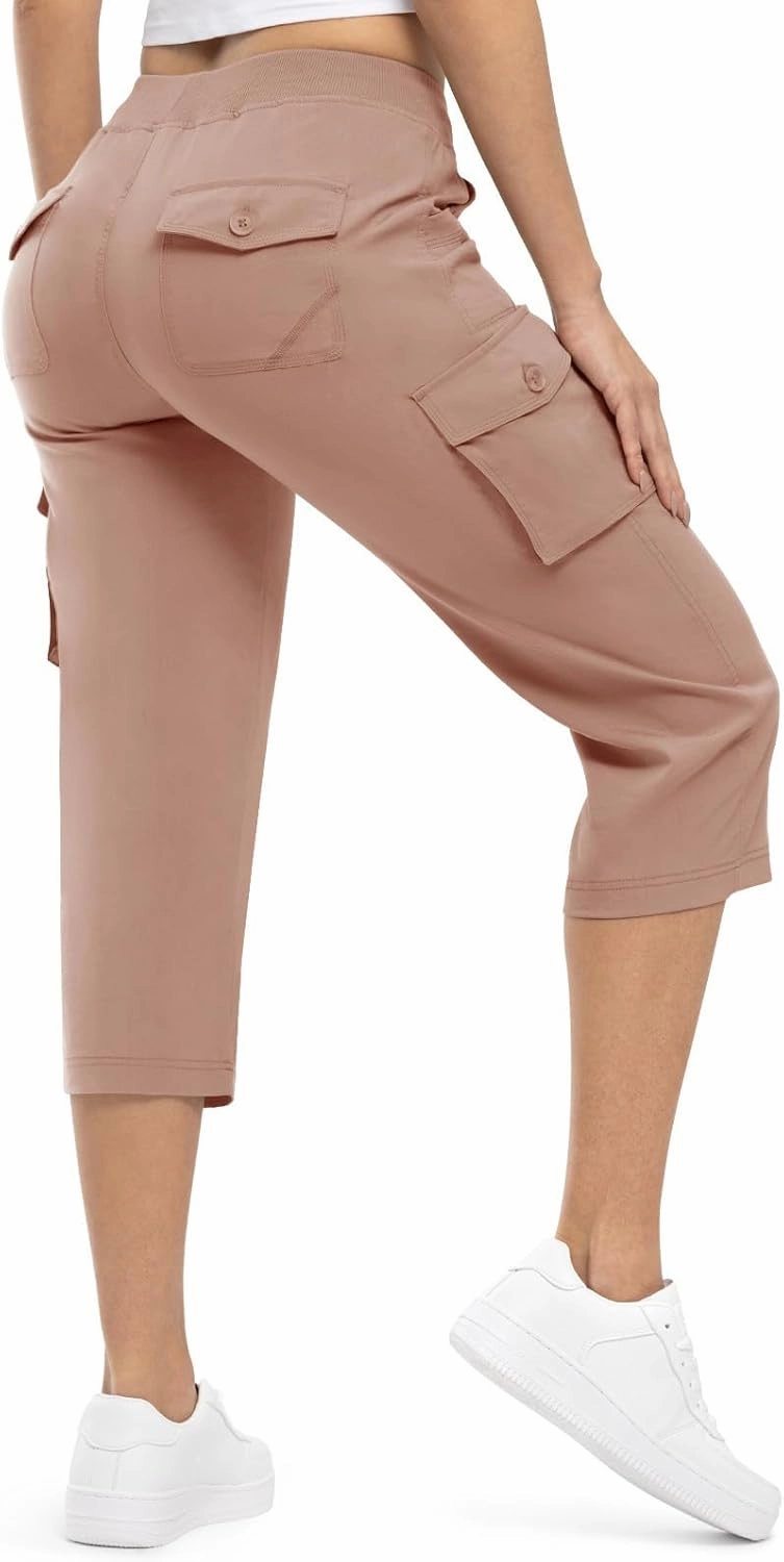 Rdruko Women's Cargo Capris Pants Lightweight Quick Dry Hiking Summer Casual Travel Pants with Pockets