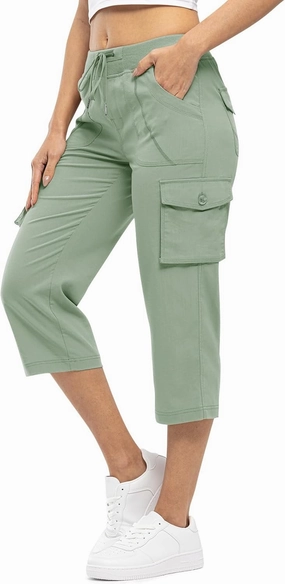 Rdruko Women's Cargo Capris Pants Lightweight Quick Dry Hiking Summer Casual Travel Pants with Pockets