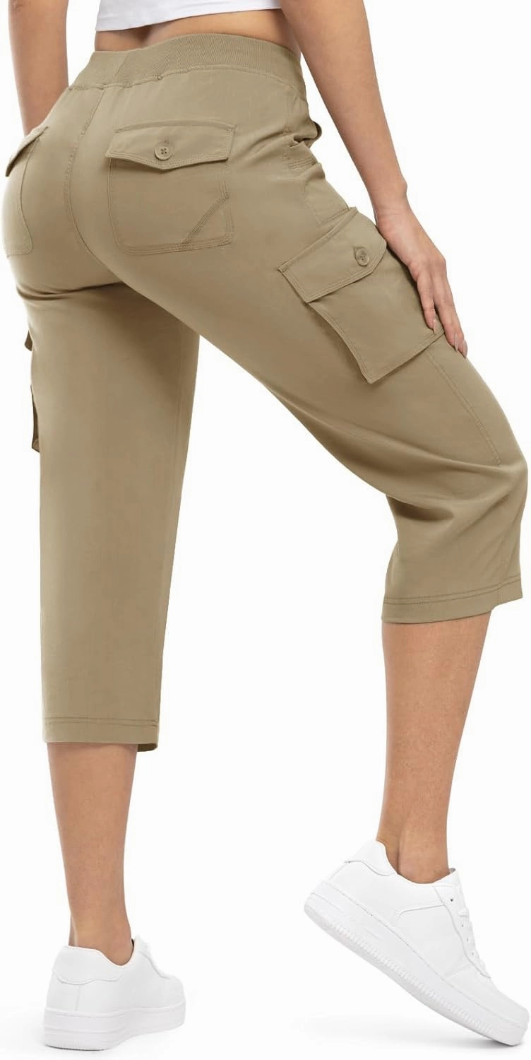 Rdruko Women's Cargo Capris Pants Lightweight Quick Dry Hiking Summer Casual Travel Pants with Pockets