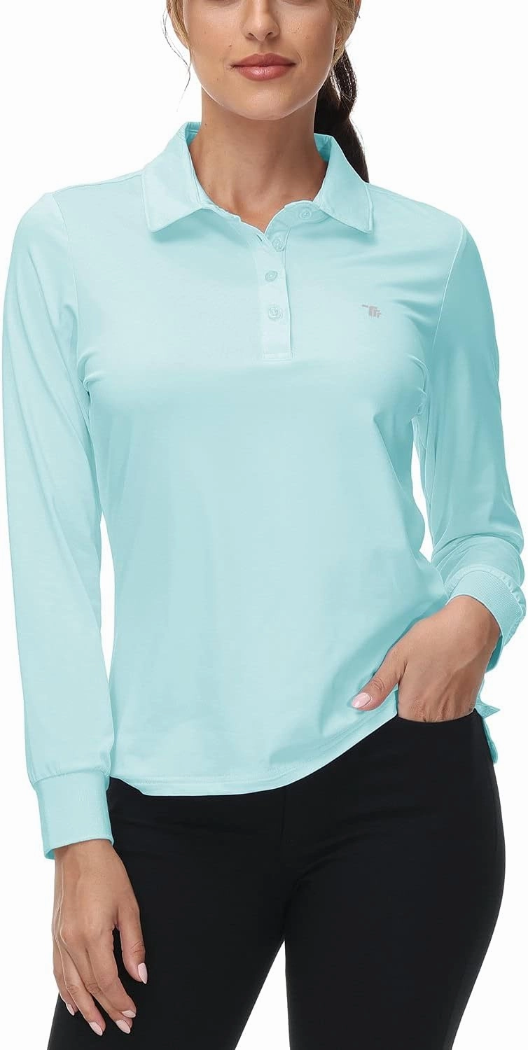 Rdruko Women's Long Sleeve Polo Golf Shirts Casual Sports T-Shirts