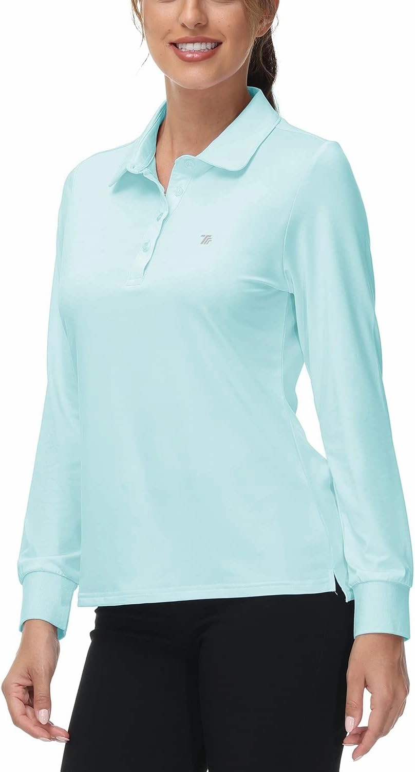 Rdruko Women's Long Sleeve Polo Golf Shirts Casual Sports T-Shirts