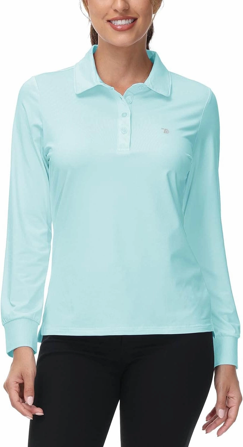 Rdruko Women's Long Sleeve Polo Golf Shirts Casual Sports T-Shirts