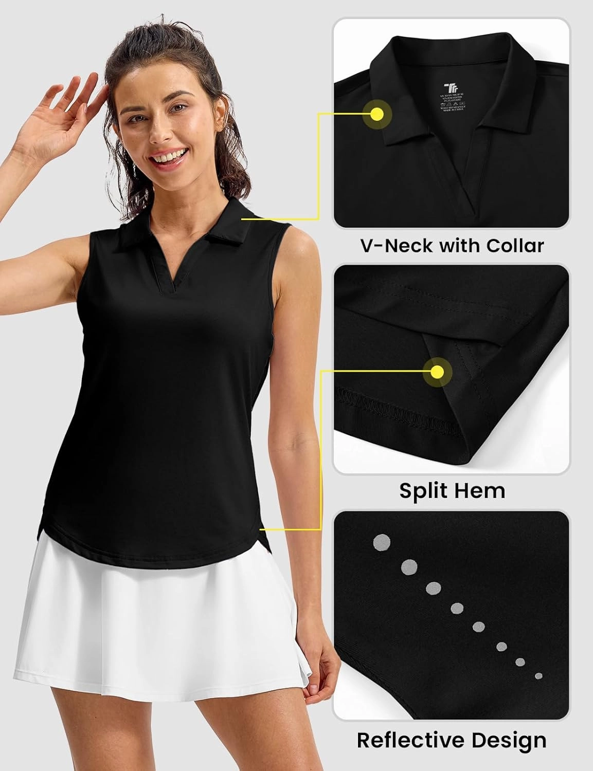 Rdruko Women's Sleeveless Golf Polo Shirts V-Neck Collared Tennis Quick Dry UPF 50  Lightweight Athletic Tank Tops