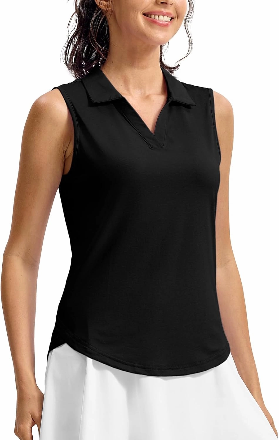 Rdruko Women's Sleeveless Golf Polo Shirts V-Neck Collared Tennis Quick Dry UPF 50  Lightweight Athletic Tank Tops