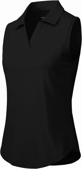 Rdruko Women's Sleeveless Golf Polo Shirts V-Neck Collared Tennis Quick Dry UPF 50  Lightweight Athletic Tank Tops