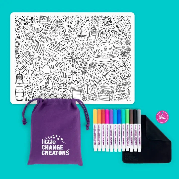 Re-Fun-Able Reusable Colouring   Doodle Mat- Seaside