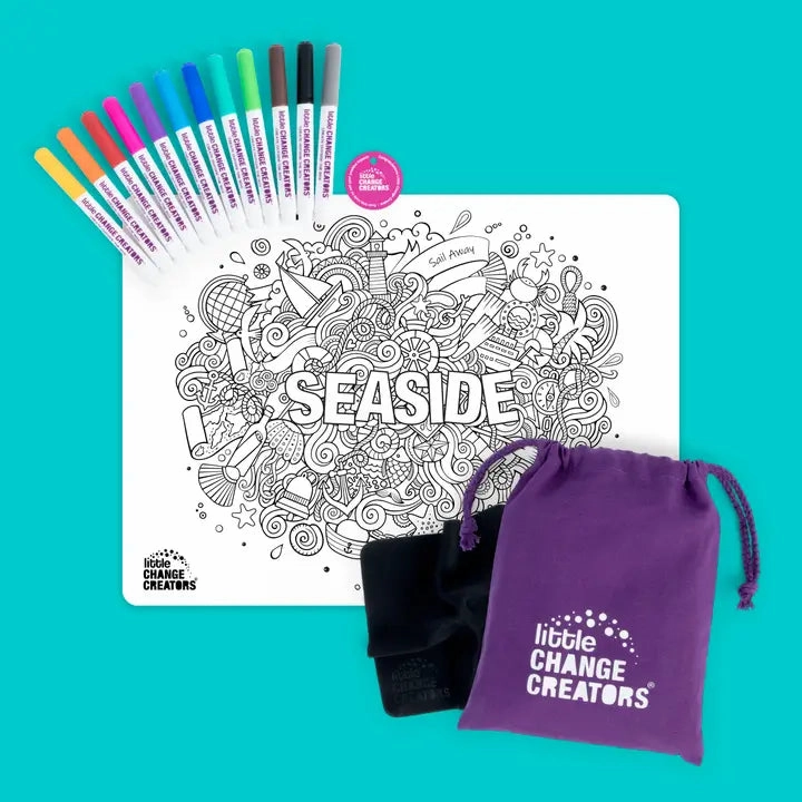 Re-Fun-Able Reusable Colouring   Doodle Mat- Seaside