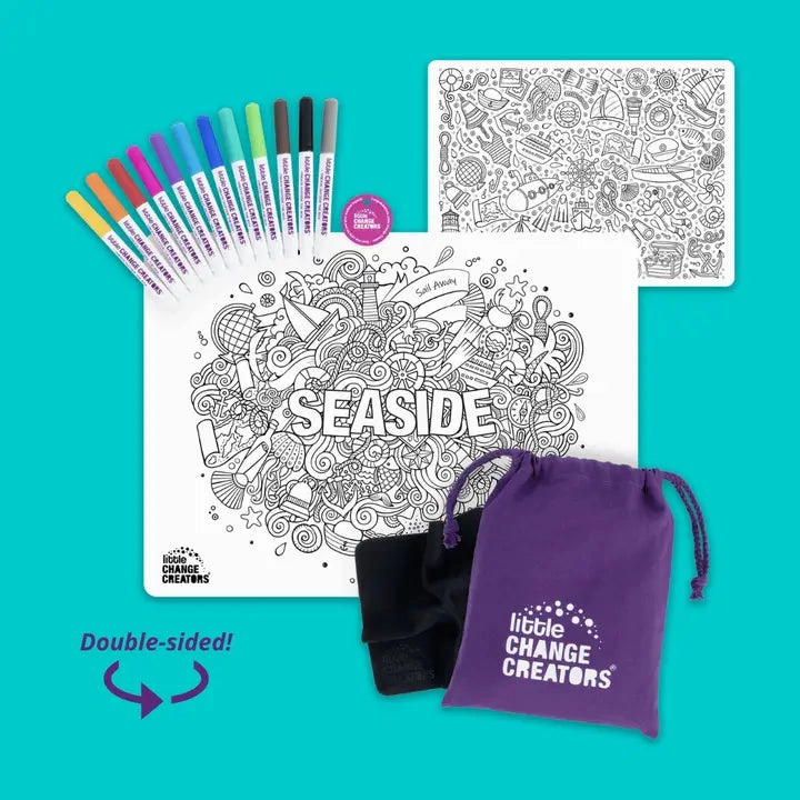 Re-Fun-Able Reusable Colouring   Doodle Mat- Seaside