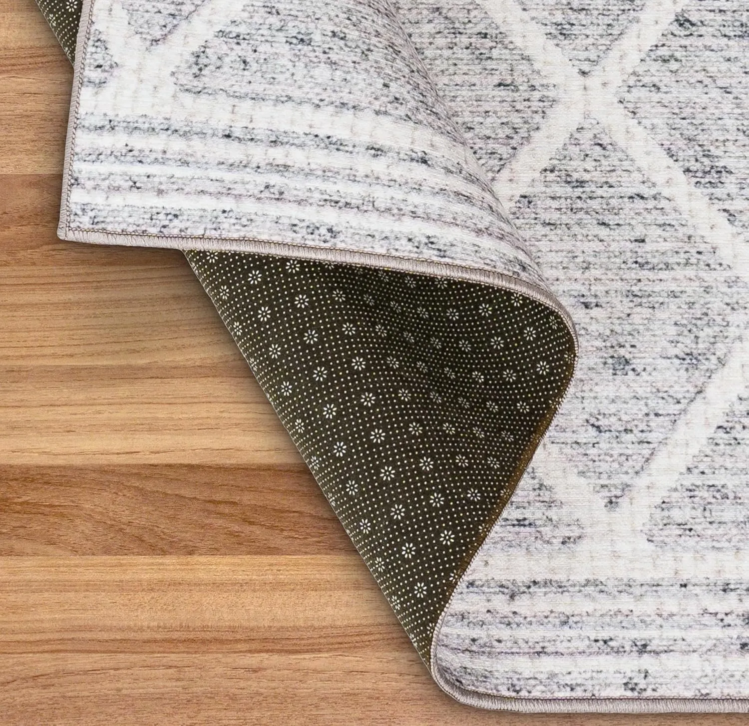 ReaLife Rugs Machine Washable Area Rug Runner - Living Room Bedroom Bathroom Kitchen Entryway Office - Padded Low Pile Stain Resistant Premium - Boho Modern Farmhouse - Tessa - Gray Ivory 2'6" x 6'