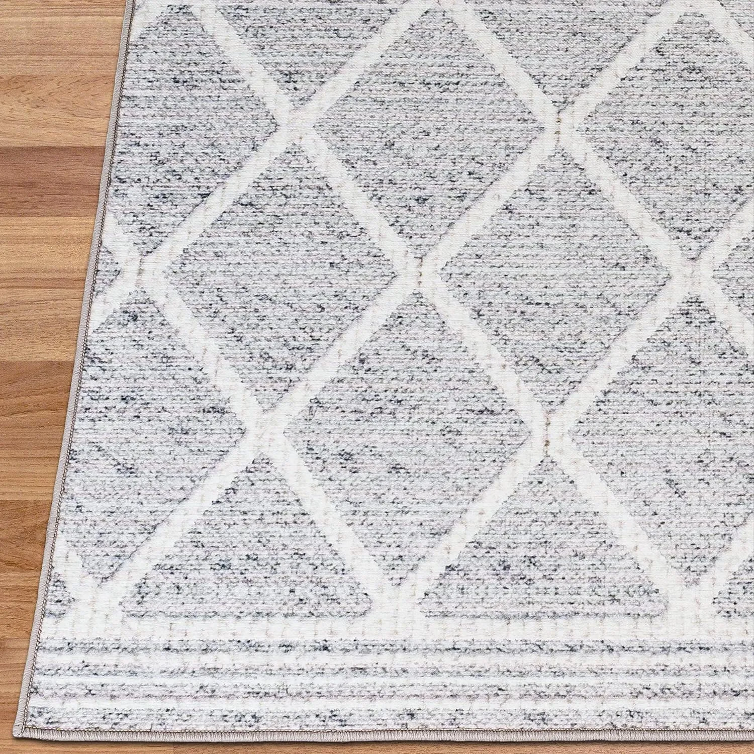 ReaLife Rugs Machine Washable Area Rug Runner - Living Room Bedroom Bathroom Kitchen Entryway Office - Padded Low Pile Stain Resistant Premium - Boho Modern Farmhouse - Tessa - Gray Ivory 2'6" x 6'