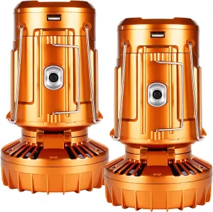 Rechargeable Solar Camping Lantern with Fan, Foldable Design, USB Charging, Waterproof Ip44 Rating for Outdoor Use