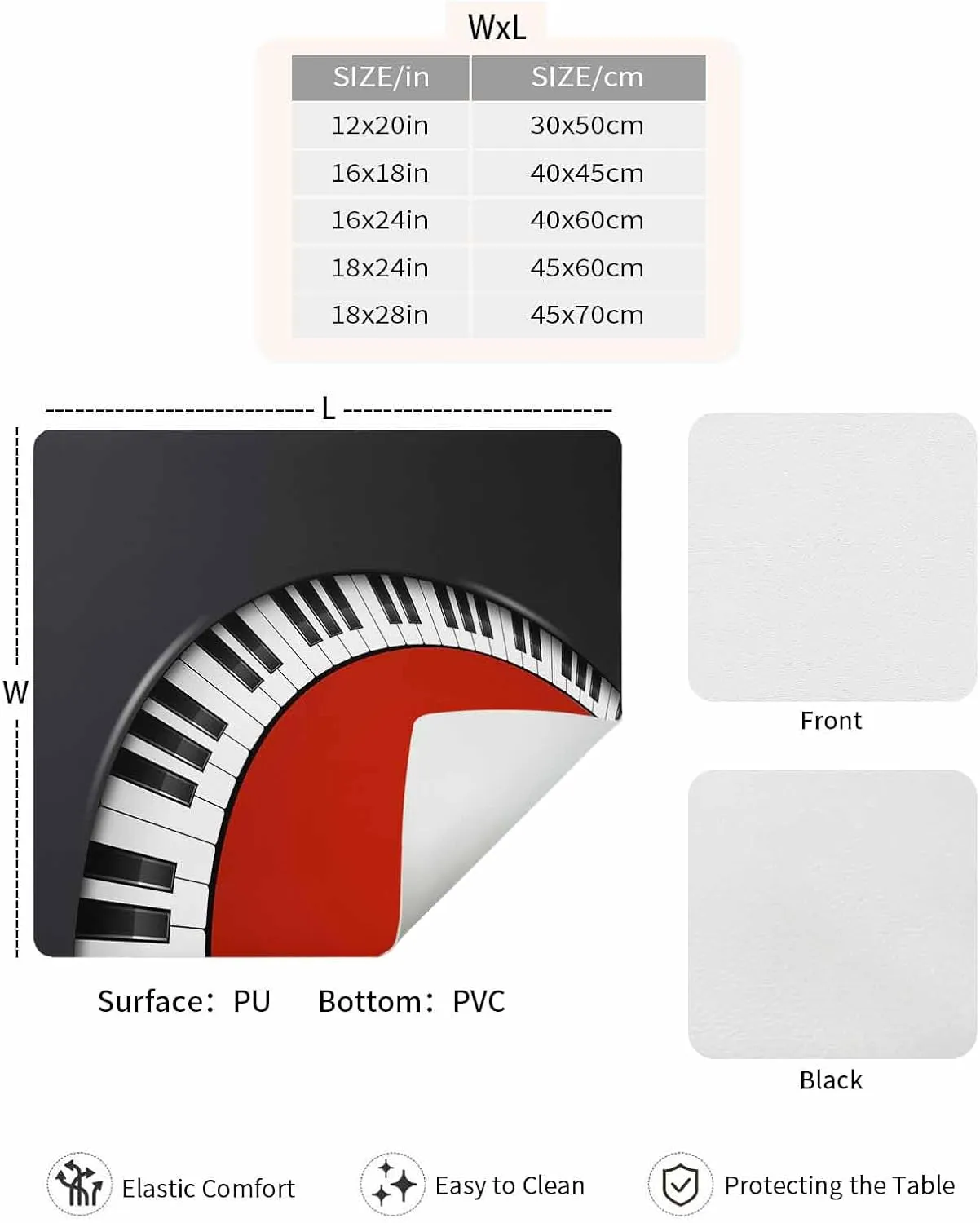Red Piano Keys Coffee Mat Small For Countertop Coffee Bar Accessories,Absorbent Quick Dry Dish Drying Mat Hide Stain Non-Slip Pad For Coffee Maker,Music Musical Notes Black White Instrument 12"x20"