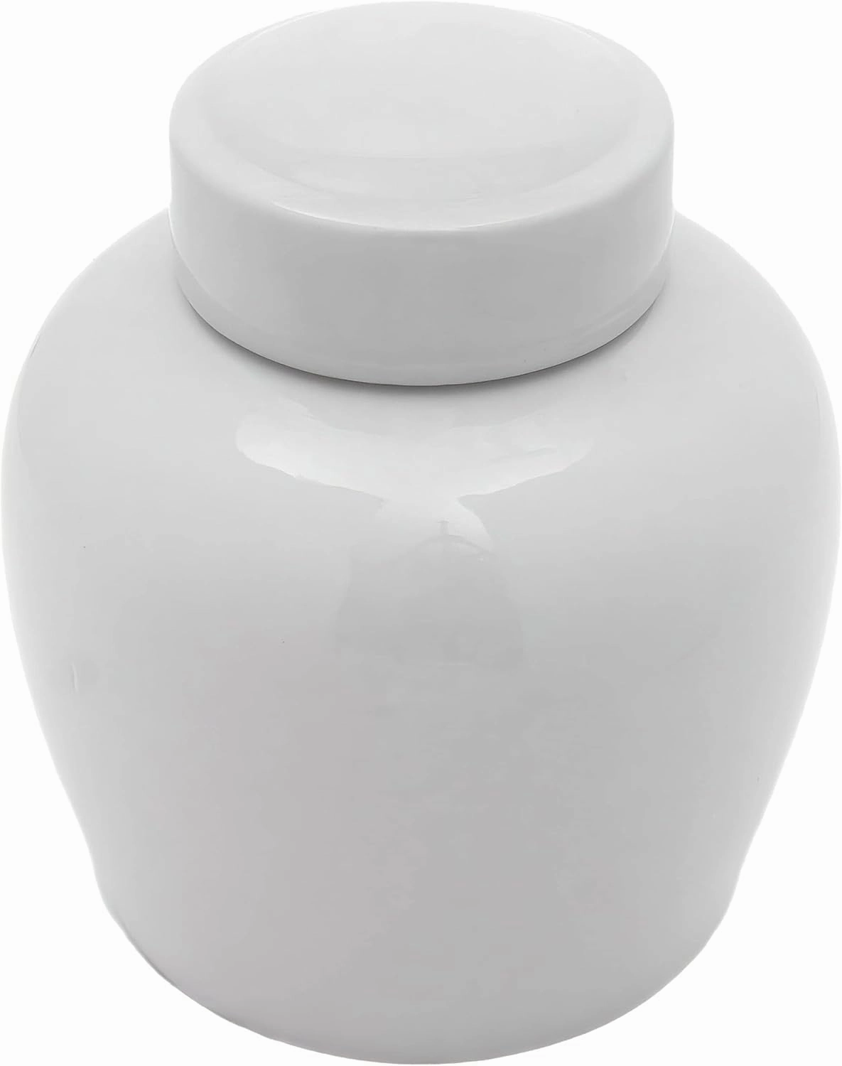 Red Lantern 10" White Porcelain Ginger Jar