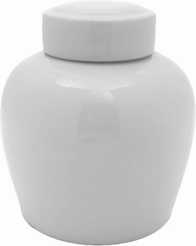 Red Lantern 10" White Porcelain Ginger Jar