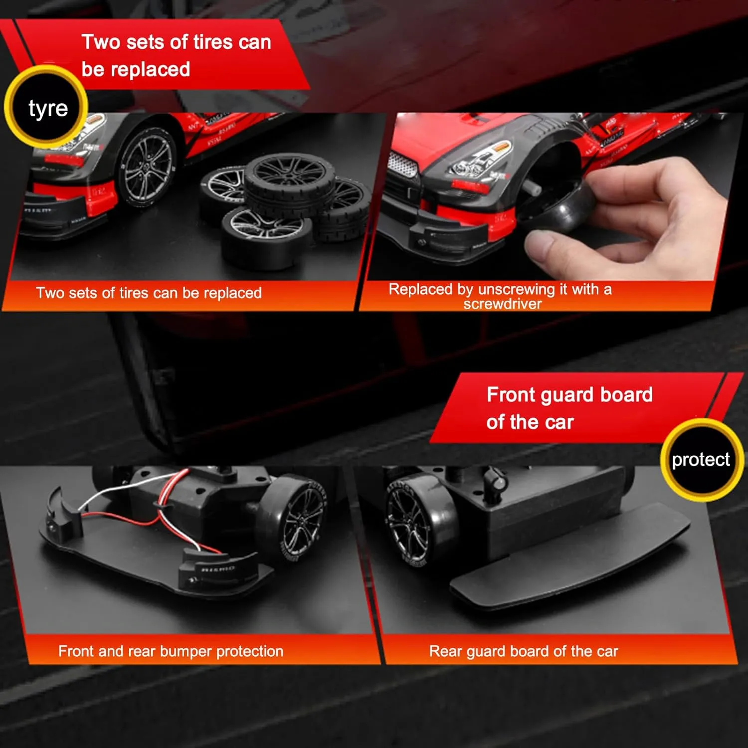 Remote Control Car RC Drift Car, 1:16 Scale Electric RC Racing with LED Lights 2.4GHz 4WD 40km/h RTR High Speed Racing Sport Toy for Adults Boys Girls Kids Gifts(Yellow)