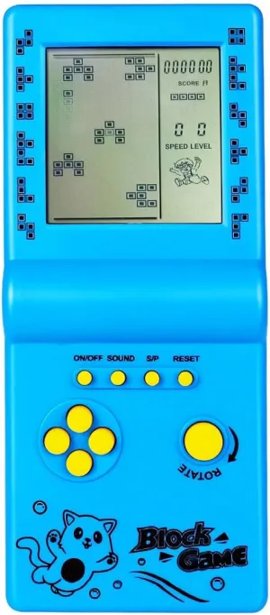 Retro Classic Block Game Console Multiple Games Adjustable Level/Speed Handheld Porable Console Brick Game/Racing/Tank Battle Puzzle Game Electronic Toys Children/Friends (Blue)