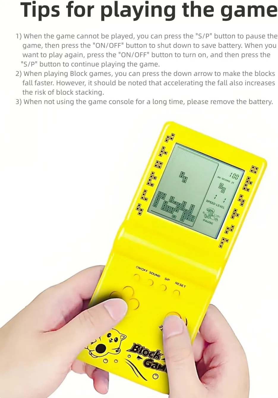 Retro Classic Block Game Console Multiple Games Adjustable Level/Speed Handheld Porable Console Brick Game/Racing/Tank Battle Puzzle Game Electronic Toys Children/Friends (Blue)