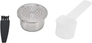Reusable Coffee Capsule,Refillable Reusable Coffee Pods,Coffee Capsule Pod 304 Stainless Steel Coffee Filter with Spoon Brush for Segafredo Coffee Maker