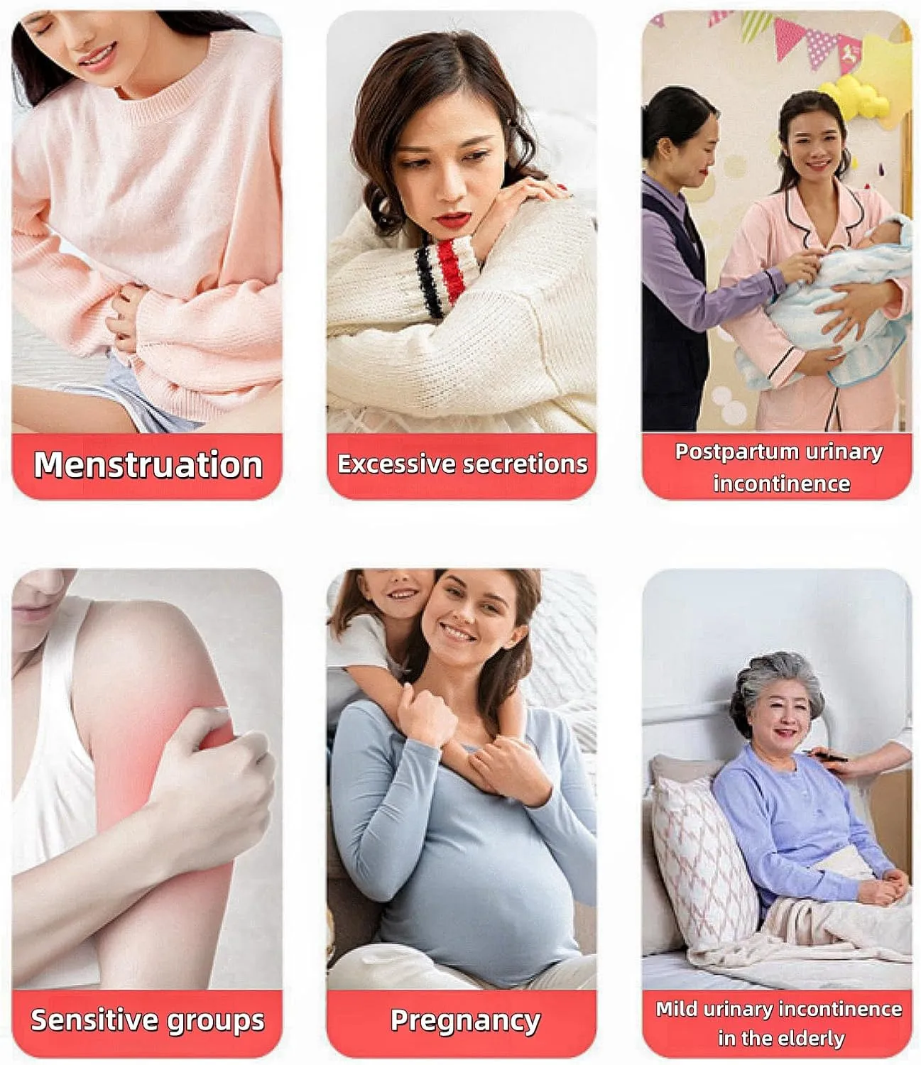 Reusable Menstrual Pads,Washable Sanitary Napkins with Wings for Women,Reusable Panty Liners,Soft Cloth Menstrual Pads,7pcs/Set,Pack of 6 1 Storage Bag,Suitable for Menstrual Period