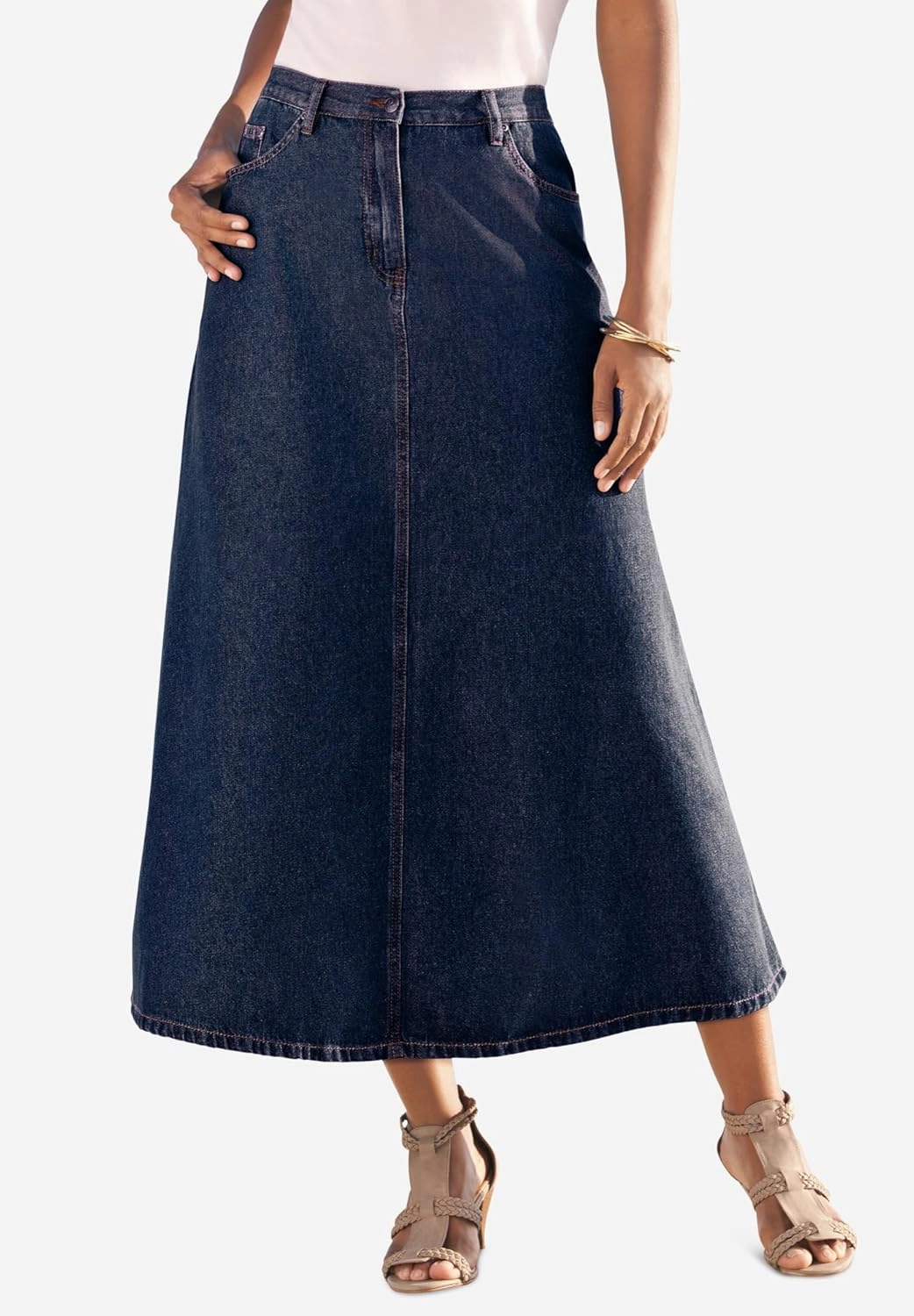 Roaman's Women's Plus Size Complete Cotton A-Line Skirt