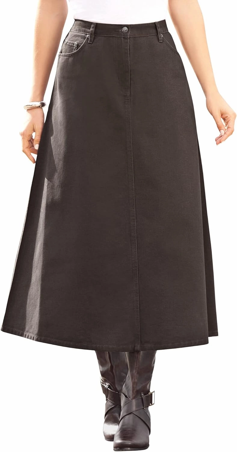 Roaman's Women's Plus Size Complete Cotton A-Line Skirt