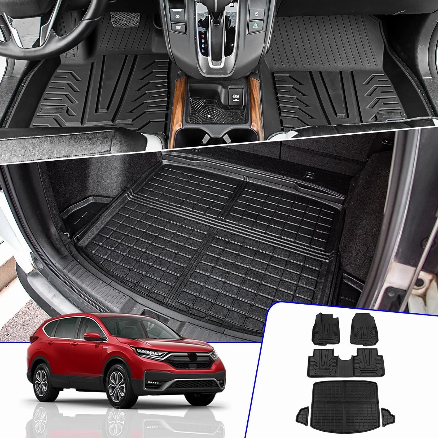 Rongtaod Floor Mats Compatible with 2017-2022 Honda CRV Cargo Liner Trunk Mat TPE All Weather Trunk Liner 2021 CR-V Accessories (Trunk Mats Floor Mats)
