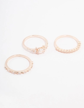 Rose Gold Marquise Stacking Ring 3-Pack