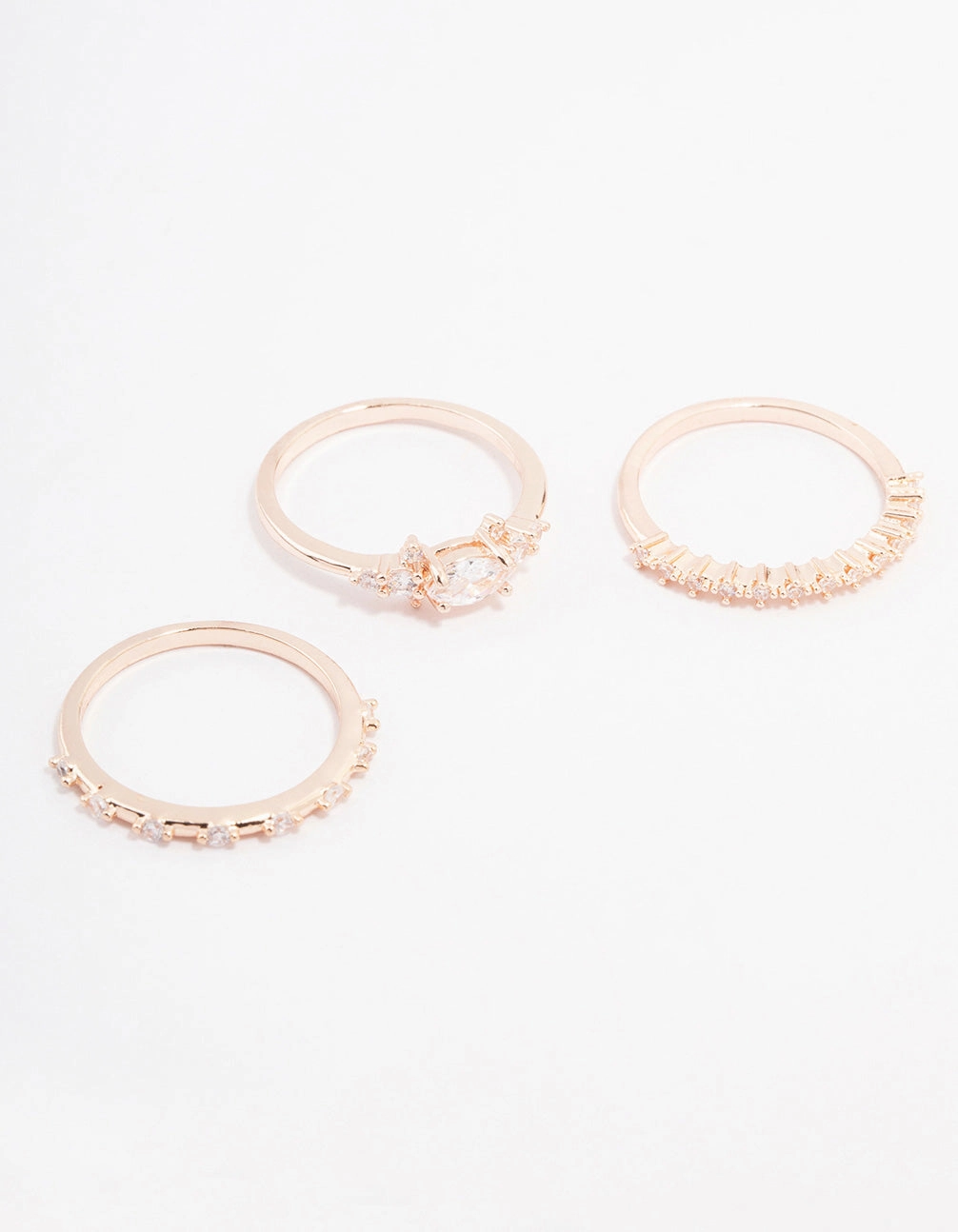 Rose Gold Marquise Stacking Ring 3-Pack