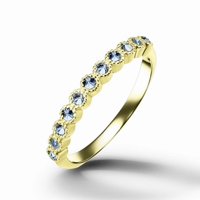 Round Aquamarine Eleven Stone Stacking Half Eternity Simple Ring
