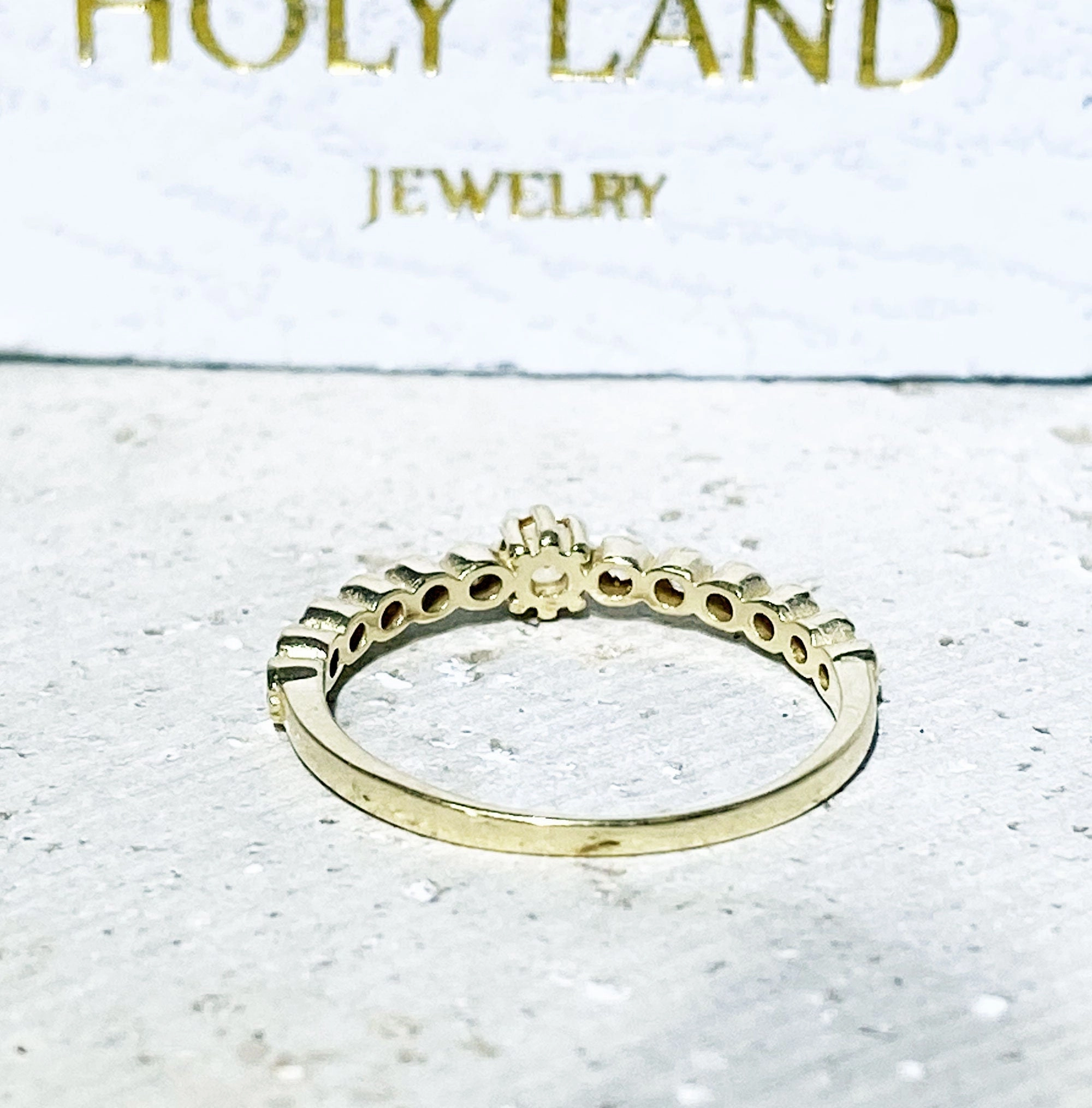 Round Citrine Thirteen Stone Stackable Half Eternity Ring