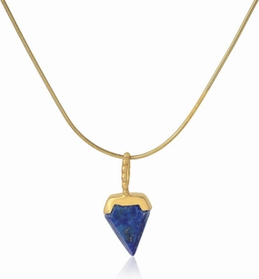 Royal Blue Radiance Lapis Lazuli Gold Over Silver Chain Pendant Necklace