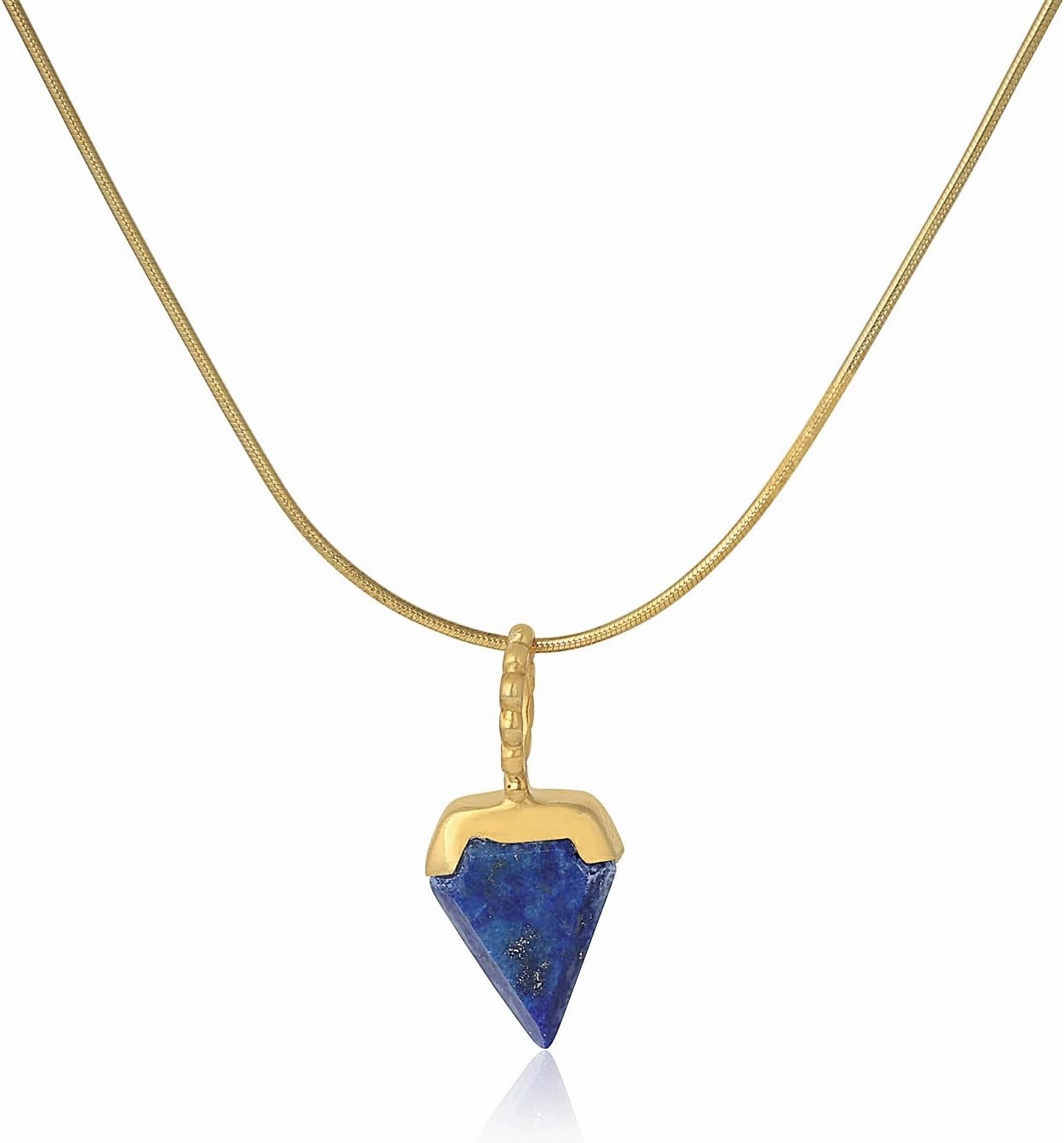 Royal Blue Radiance Lapis Lazuli Gold Over Silver Chain Pendant Necklace