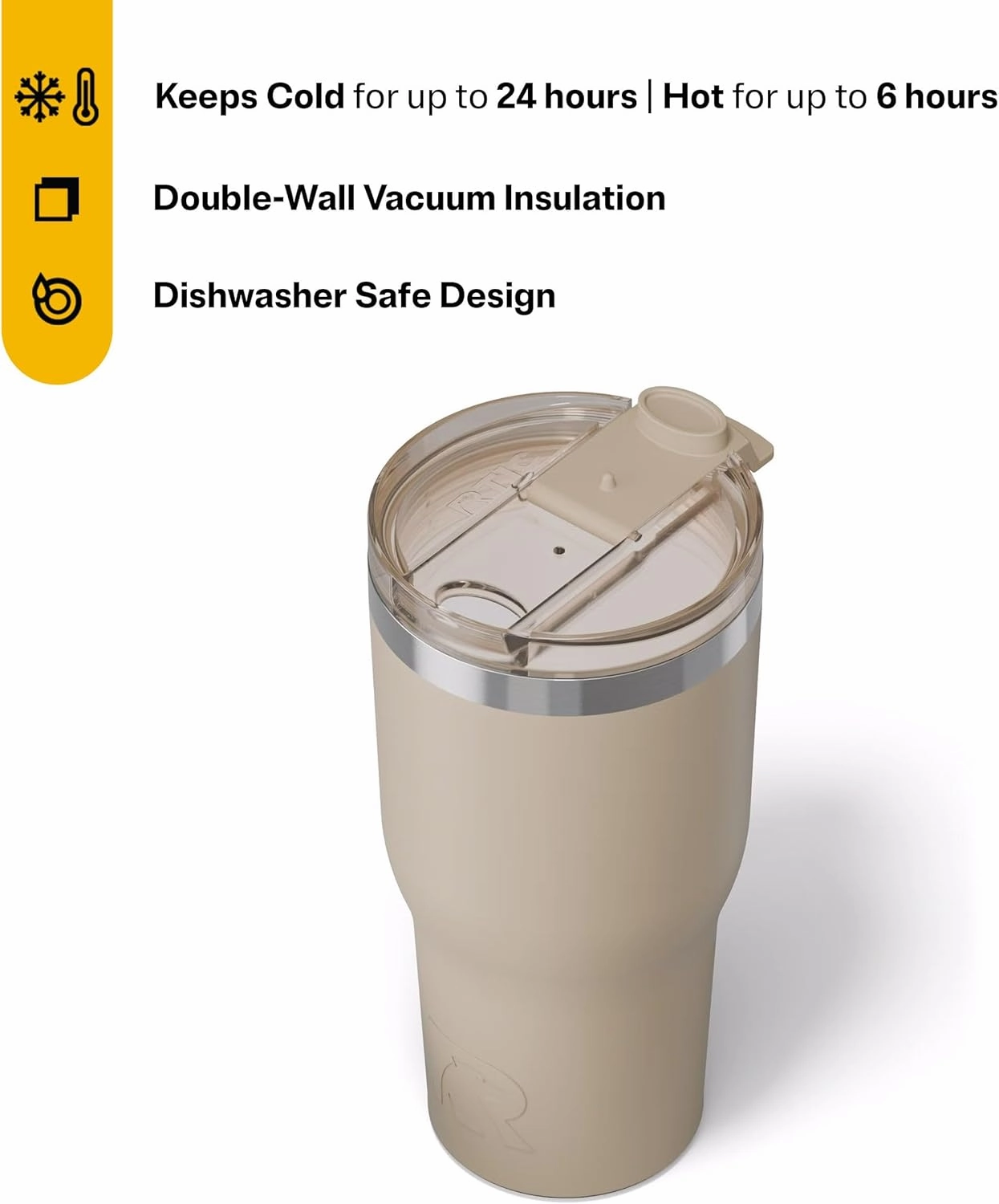 RTIC 30oz Essential Tumbler with Lid, Insulated, Stainless Steel, Metal, Double Wall Vacuum-Insulation, Ceramic Lined, Travel Cup for Iced Coffee, Tea, Hot and Cold Drink, Beach