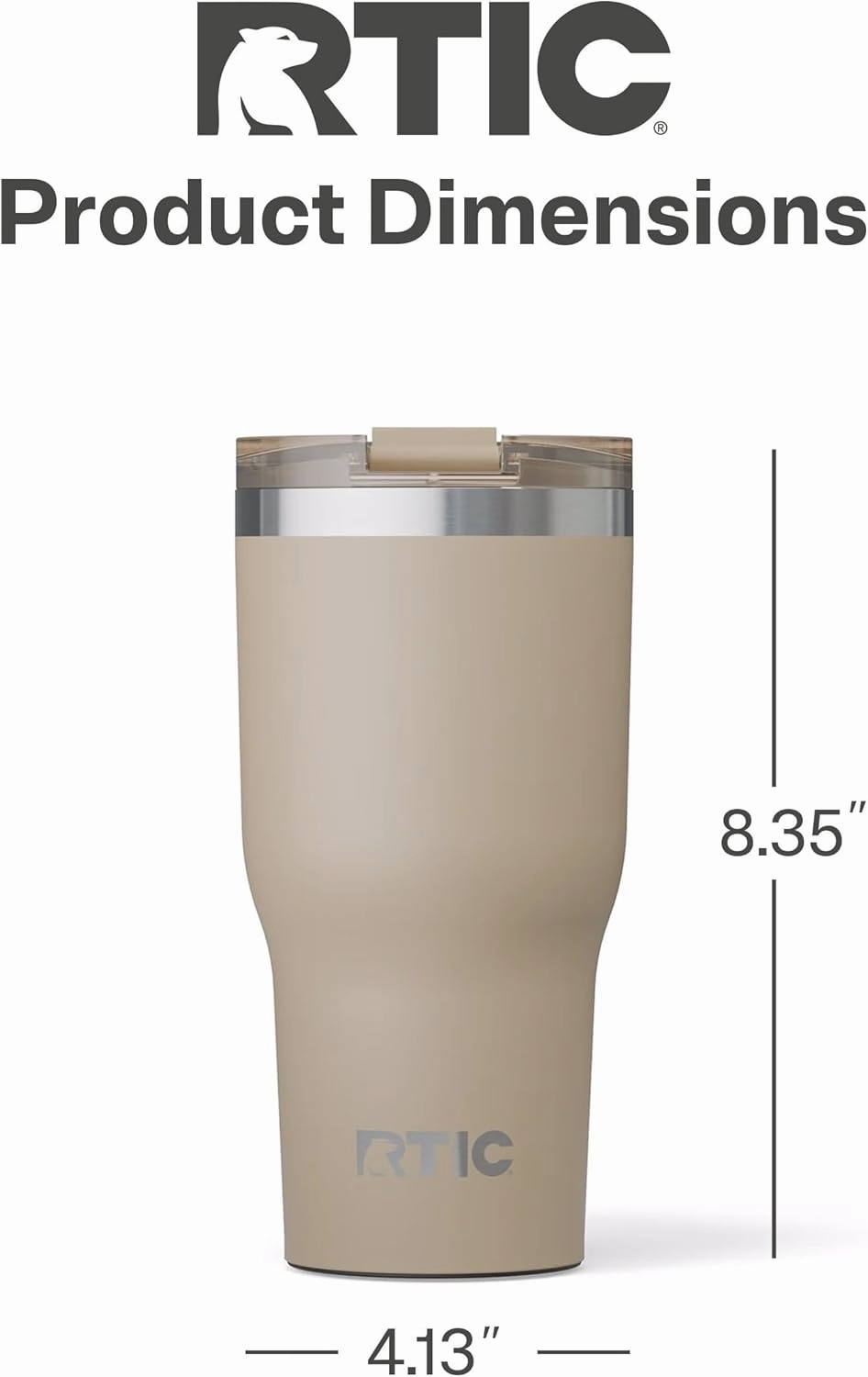 RTIC 30oz Essential Tumbler with Lid, Insulated, Stainless Steel, Metal, Double Wall Vacuum-Insulation, Ceramic Lined, Travel Cup for Iced Coffee, Tea, Hot and Cold Drink, Beach