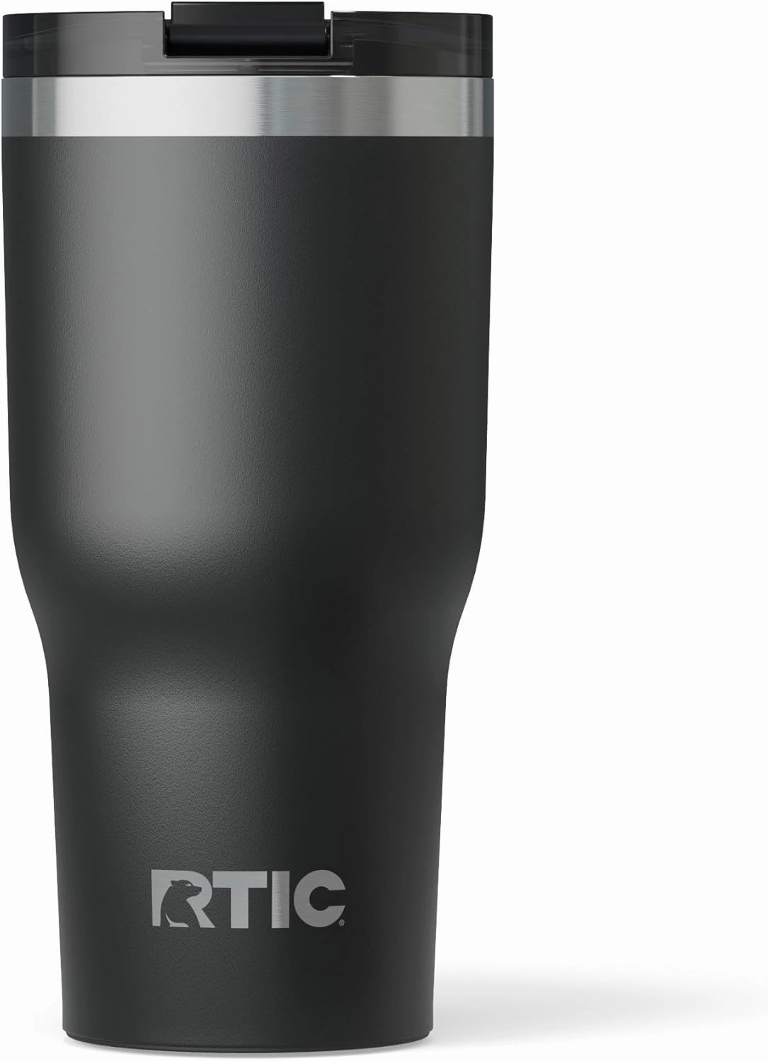 RTIC 30oz Essential Tumbler with Lid, Insulated, Stainless Steel, Metal, Double Wall Vacuum-Insulation, Ceramic Lined, Travel Cup for Iced Coffee, Tea, Hot and Cold Drink, Black