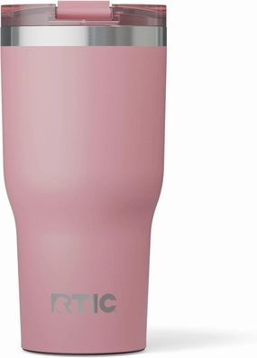 RTIC Essential Tumbler with Lid, Insulated, Stainless Steel, Metal, Double Wall Vacuum-Insulation, Ceramic Lined, Travel Cup for Iced Coffee, Tea, Hot and Cold Drink, Dusty Rose
