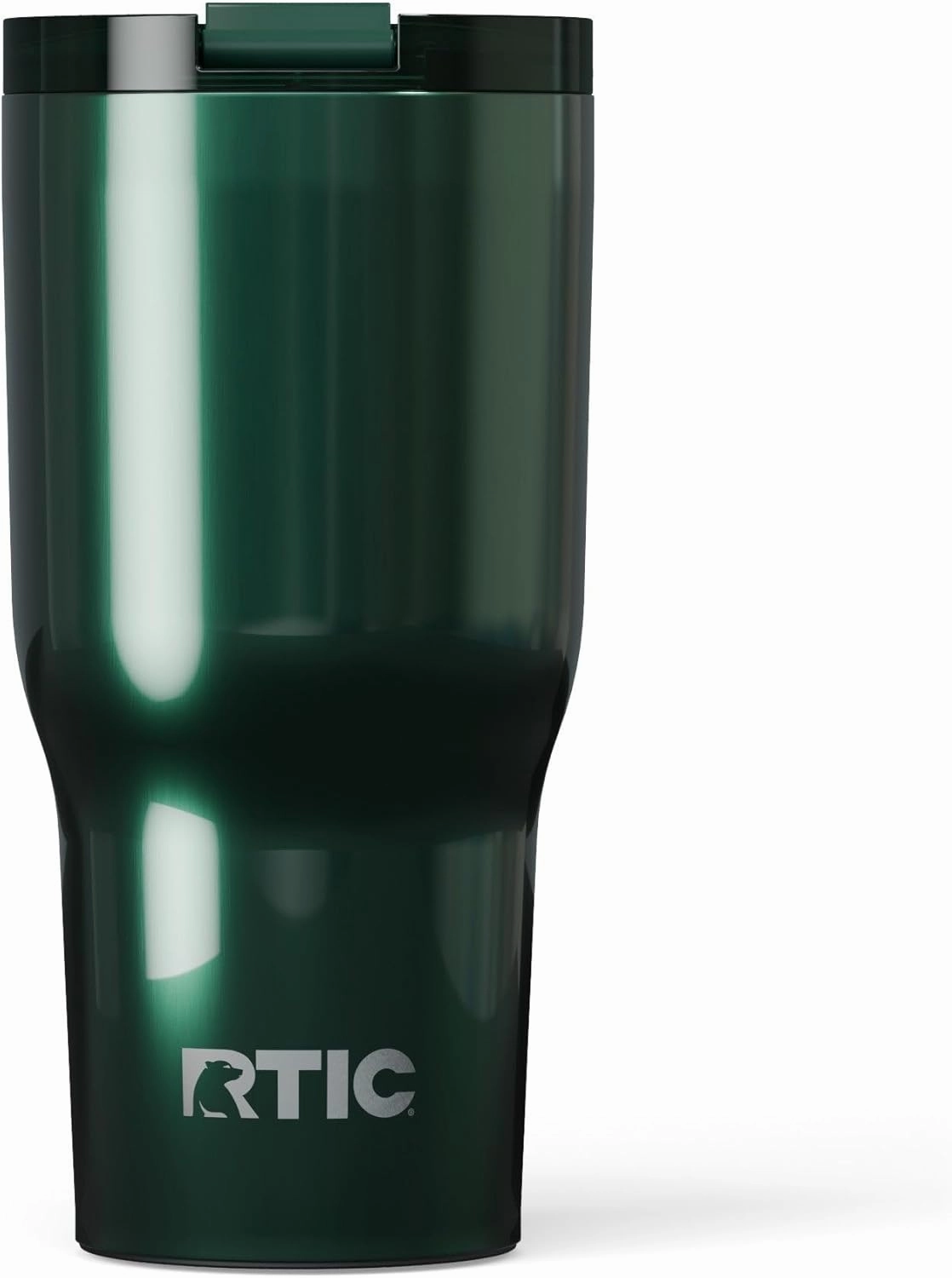 RTIC Essential Tumbler with Lid, Insulated, Stainless Steel, Metal, Double Wall Vacuum-Insulation, Ceramic Lined, Travel Cup for Iced Coffee, Tea, Hot and Cold Drink, Emerald Green Metallic
