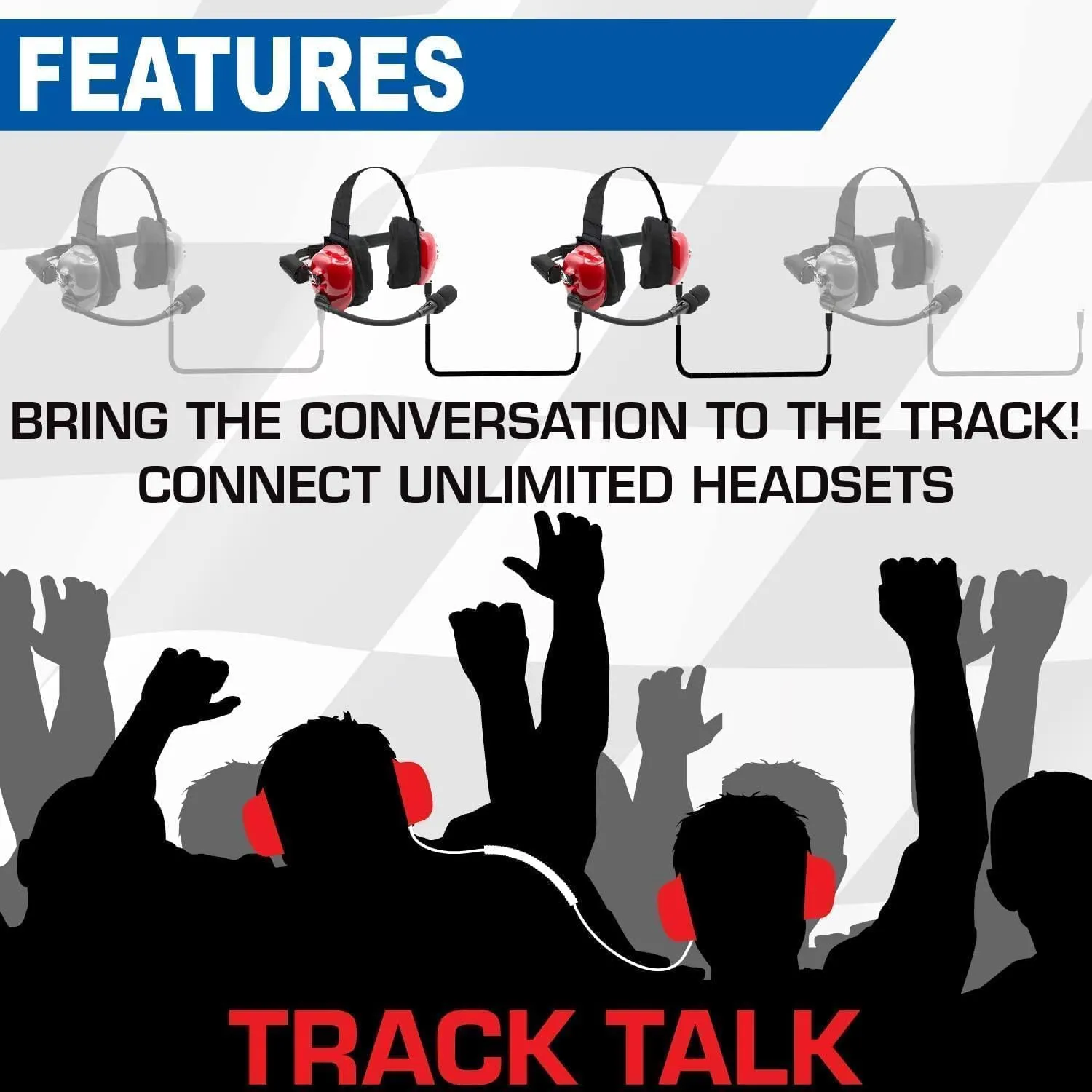 Rugged Radios NASCAR Linkable Behind The Head Headsets Bundle for Race Fan Racing Radios Electronics