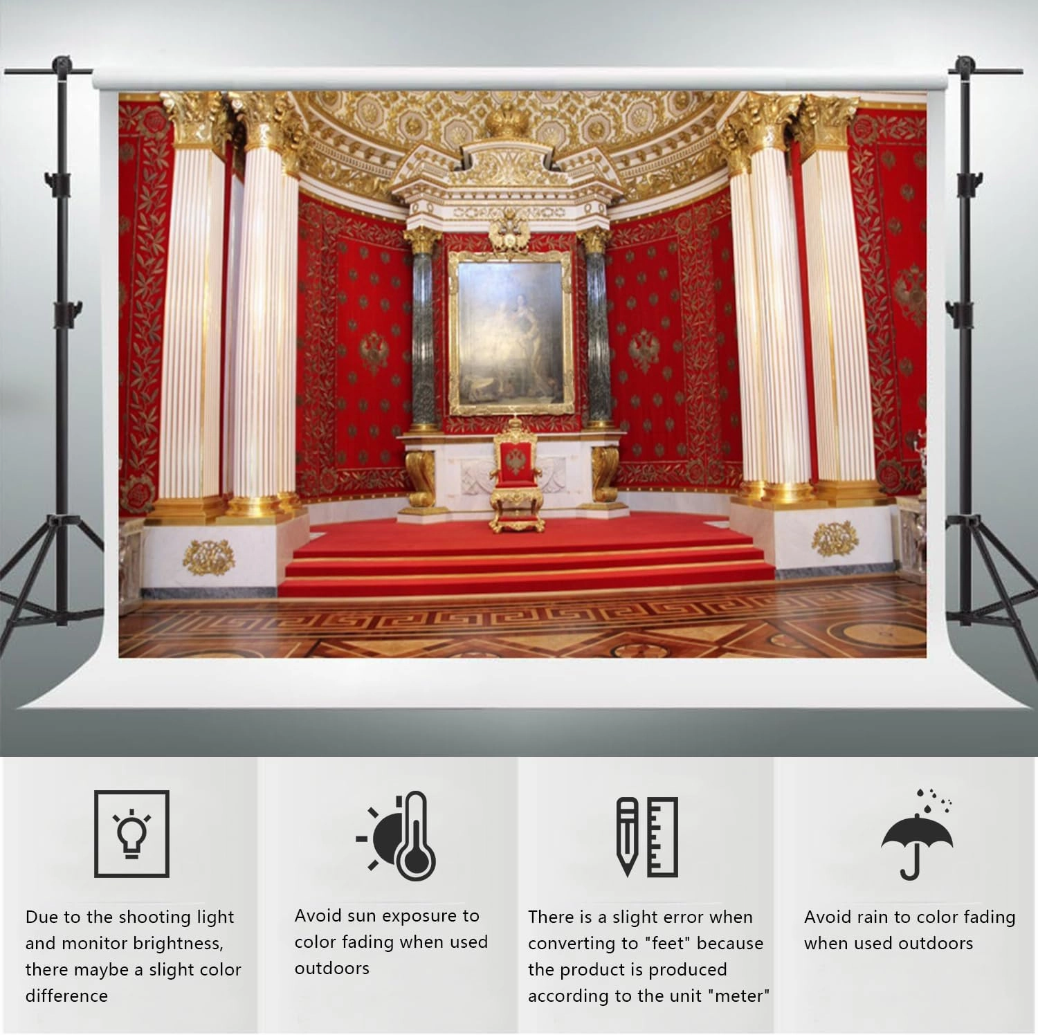 Russian Museum Backdrop 10x6.5ft Classical Palace Baroque Style Hall Royal Palace King Queen Throne Photography Background Party Banner Room Decor Travel Portraits Photoshoot Photo Studio Props