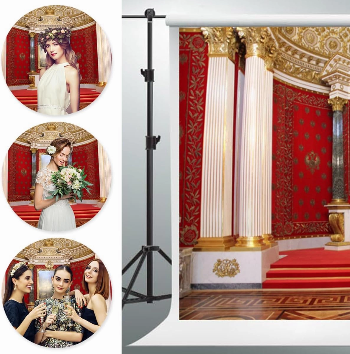 Russian Museum Backdrop 10x6.5ft Classical Palace Baroque Style Hall Royal Palace King Queen Throne Photography Background Party Banner Room Decor Travel Portraits Photoshoot Photo Studio Props