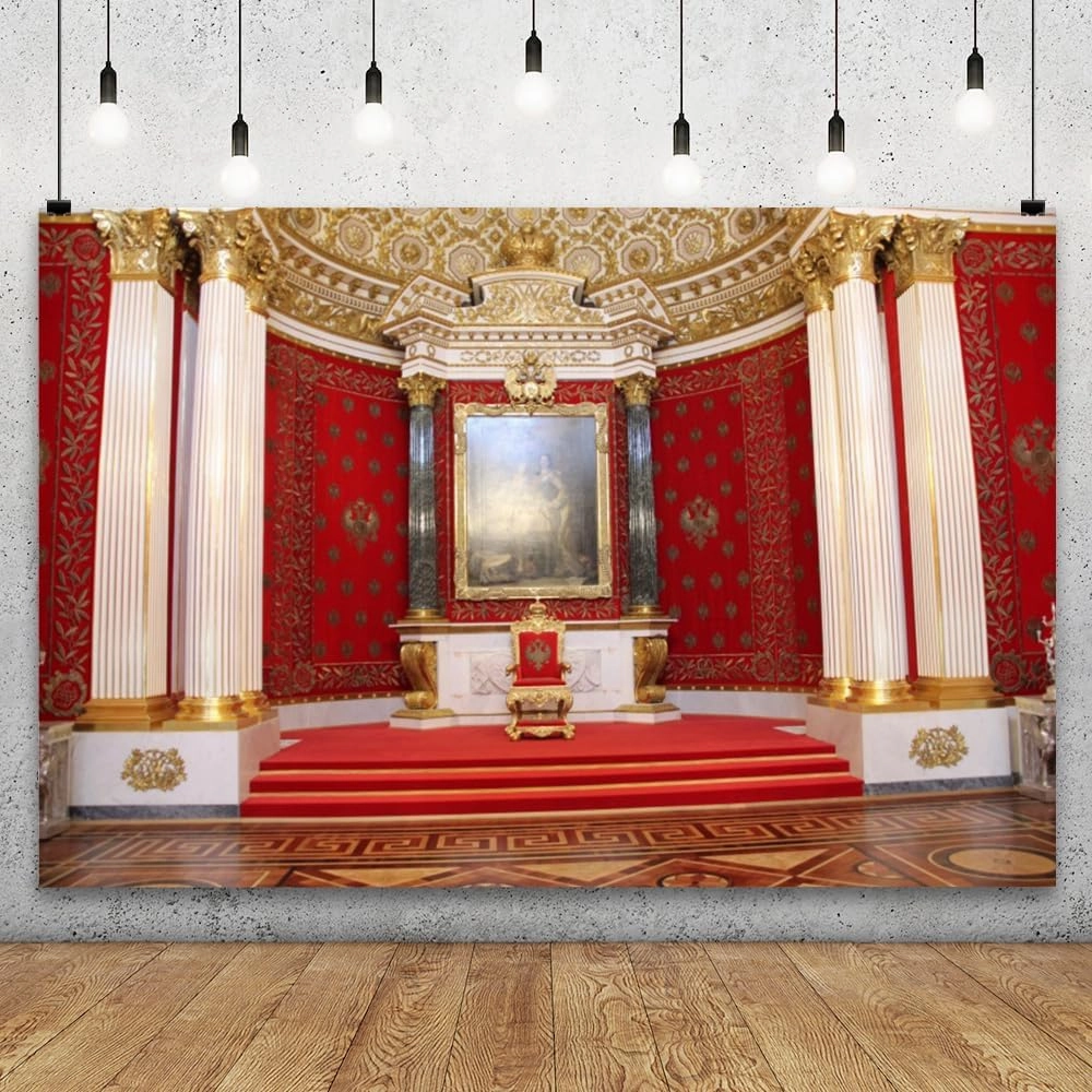 Russian Museum Backdrop 10x6.5ft Classical Palace Baroque Style Hall Royal Palace King Queen Throne Photography Background Party Banner Room Decor Travel Portraits Photoshoot Photo Studio Props