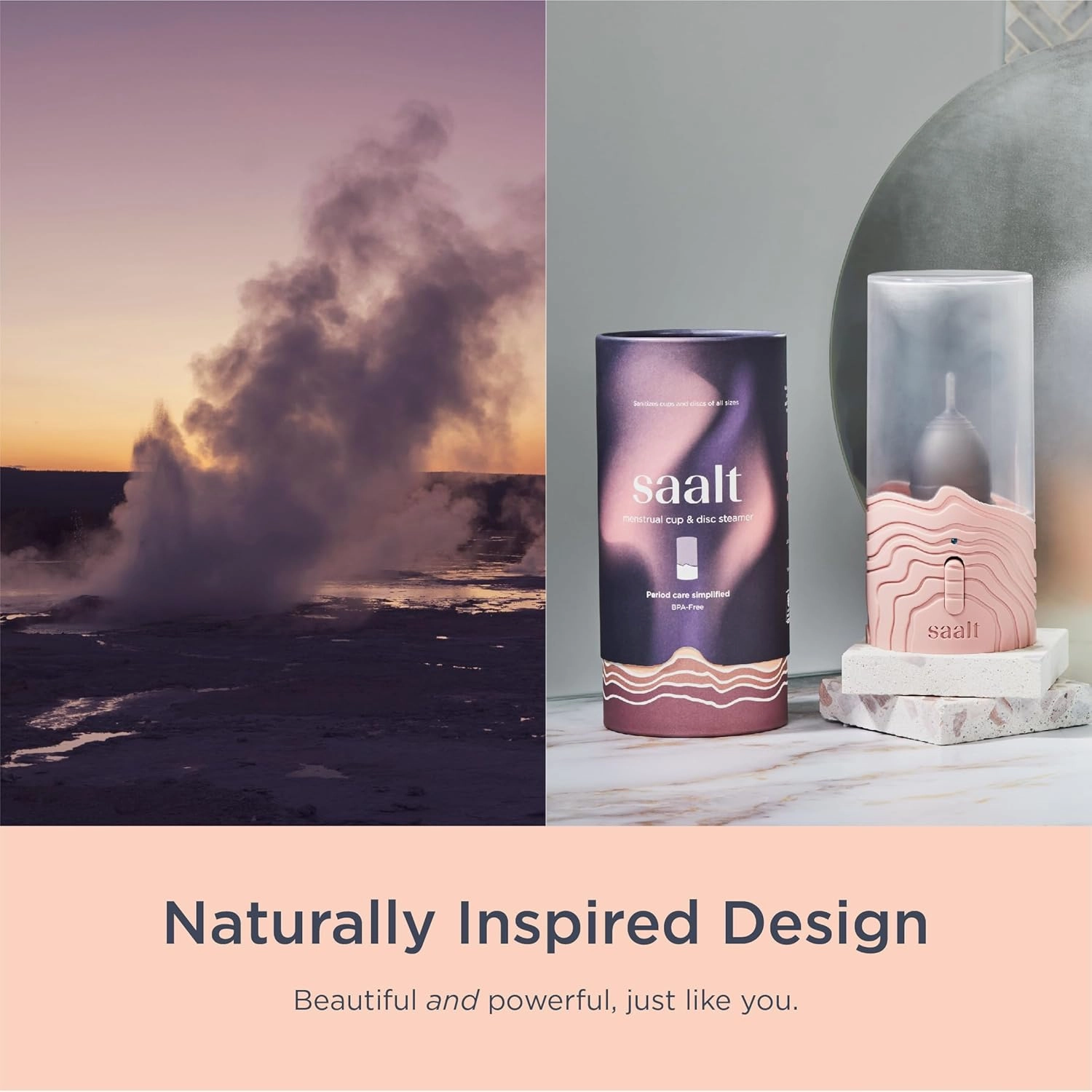 Saalt Steamer - Steam Clean Your Menstrual Cup or Menstrual Disc - Custom Designed by Experts - Automatic Timing, On/Off Switch