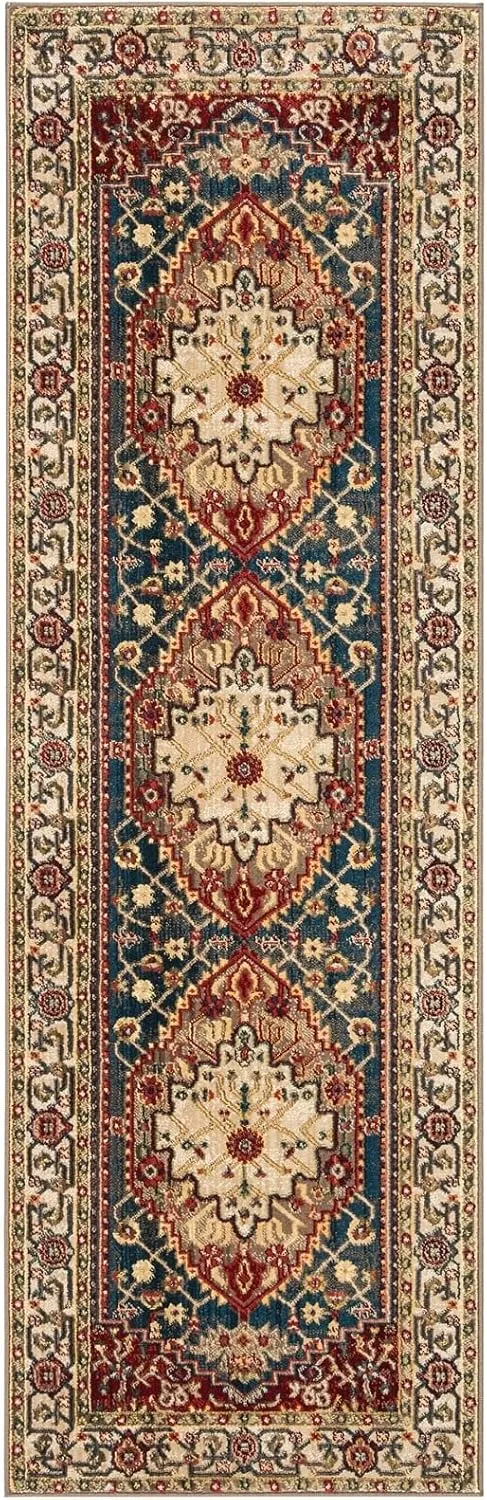 SAFAVIEH Area Rug 8x10 - Kashan Collection - Large - Ivory & Blue, Traditional Oriental Design, Non-Shedding & Easy Cleaning, Ideal for Living Room, Bedroom, Office, Dining Space (KSN306A)