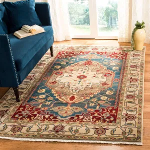 SAFAVIEH Area Rug 8x10 - Kashan Collection - Large - Ivory & Blue, Traditional Oriental Design, Non-Shedding & Easy Cleaning, Ideal for Living Room, Bedroom, Office, Dining Space (KSN306A)