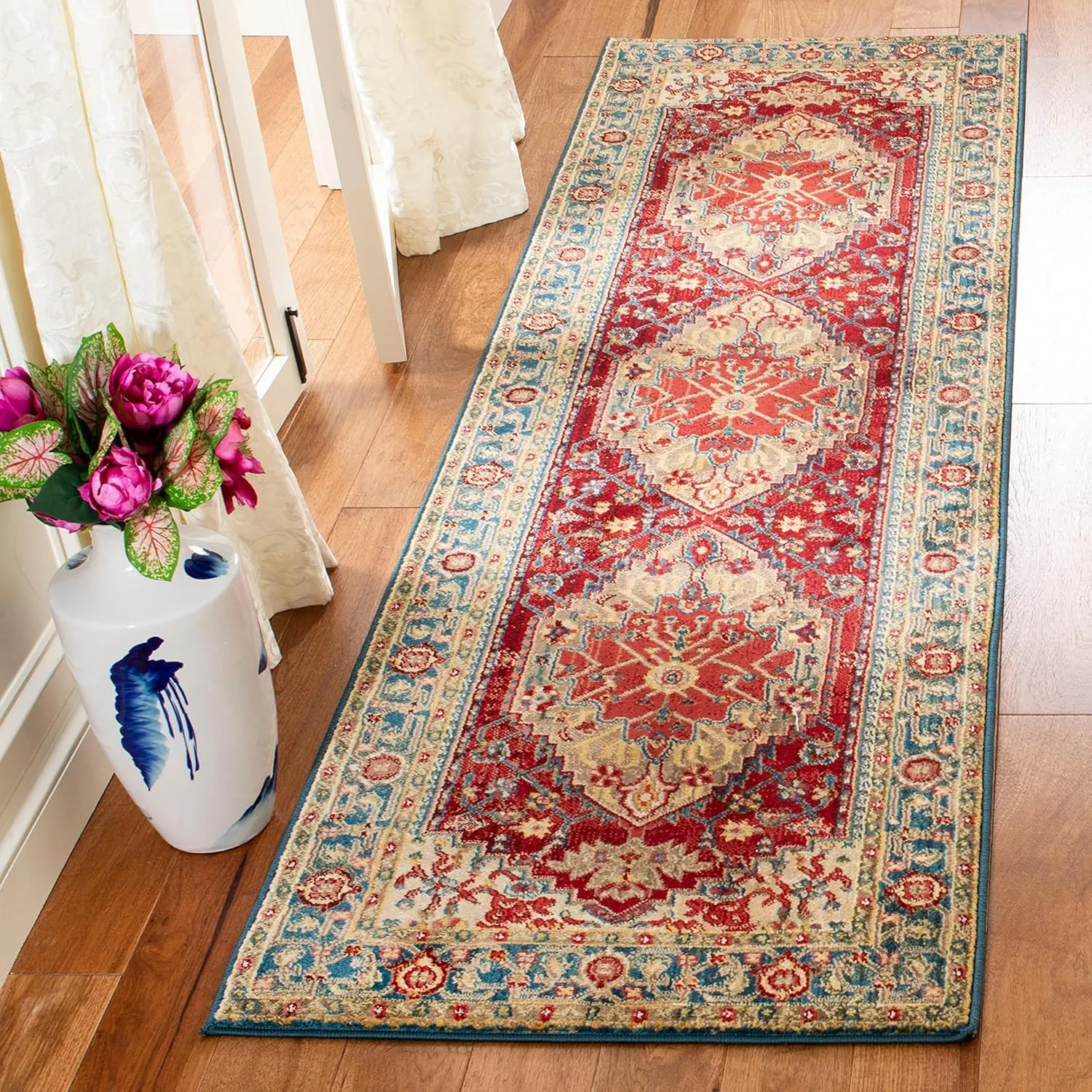 SAFAVIEH Area Rug 8x10 - Kashan Collection - Large - Ivory & Blue, Traditional Oriental Design, Non-Shedding & Easy Cleaning, Ideal for Living Room, Bedroom, Office, Dining Space (KSN306A)