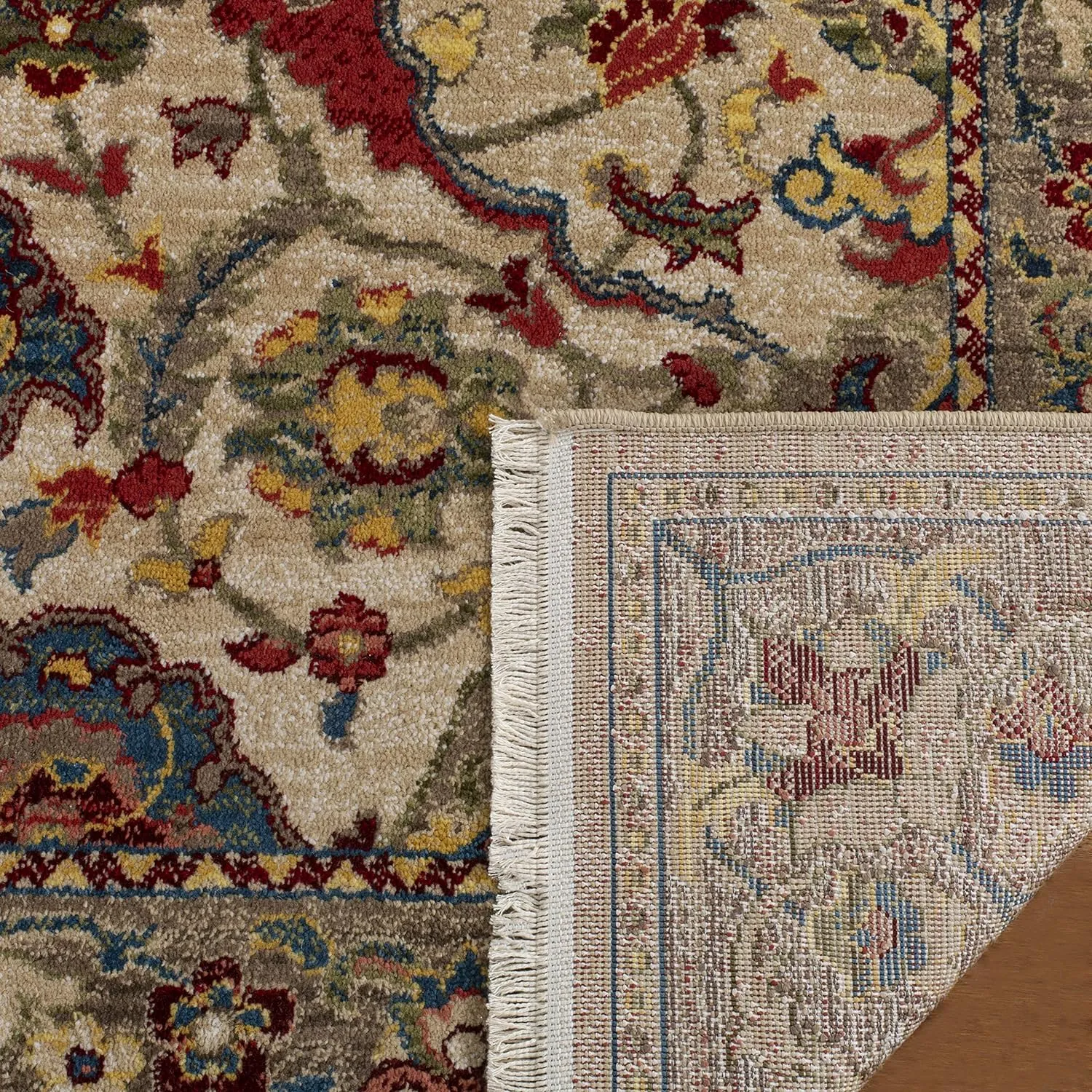 SAFAVIEH Area Rug 8x10 - Kashan Collection - Large - Ivory & Taupe, Traditional Oriental Design, Non-Shedding & Easy Cleaning, Ideal for Living Room, Bedroom, Office, Dining Space (KSN307A)