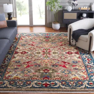SAFAVIEH Area Rug 8x10 - Kashan Collection - Large - Taupe & Blue, Traditional Oriental Design, Non-Shedding & Easy Cleaning, Ideal for Living Room, Bedroom, Office, Dining Space (KSN307E)
