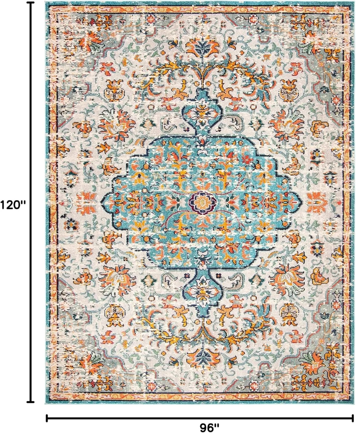 SAFAVIEH Area Rug 8x10 - Madison Collection - Large - Grey & Light Blue, Boho Chic Medallion Distressed Design, Non-Shedding & Easy Cleaning, Ideal for Living Room, Bedroom, Dining Space (MAD447F)