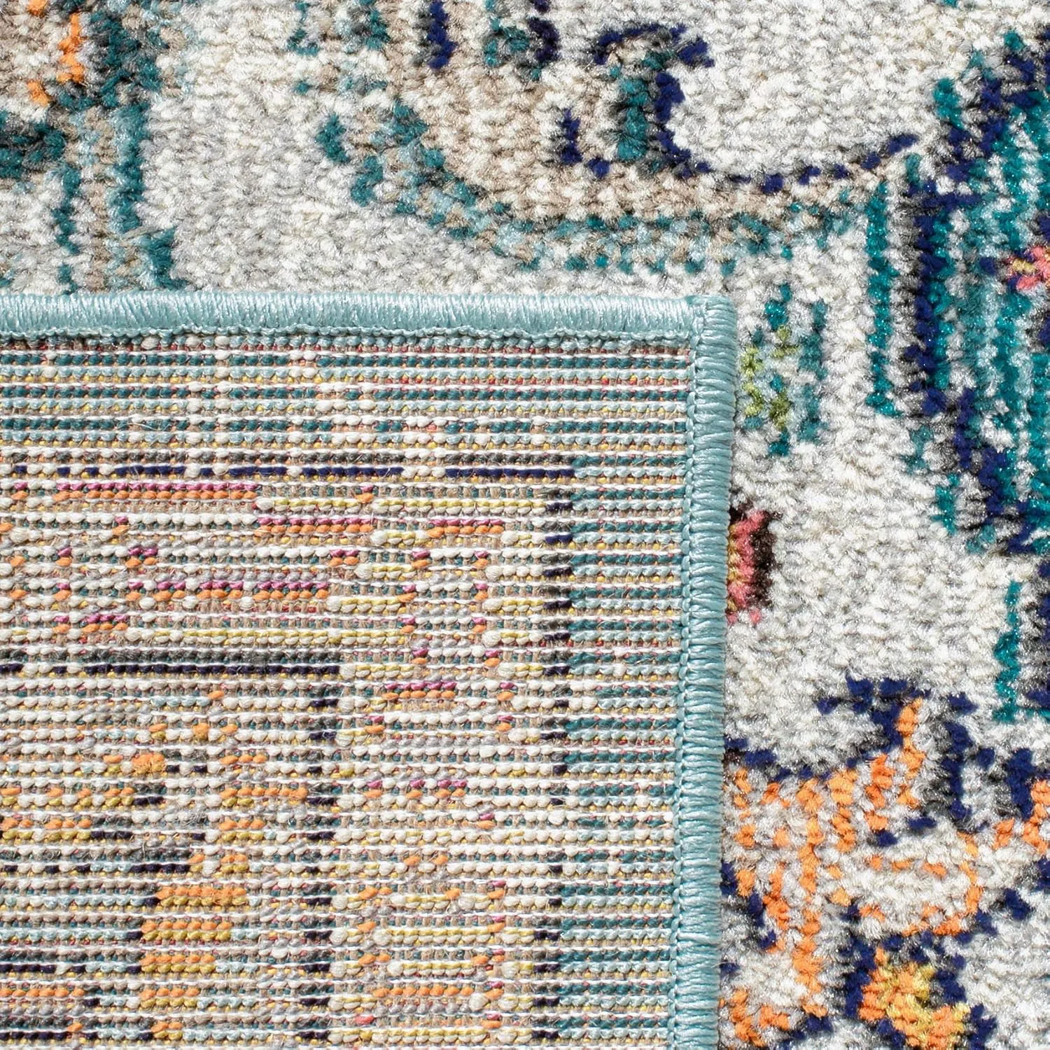 SAFAVIEH Area Rug 8x10 - Madison Collection - Large - Grey & Light Blue, Boho Chic Medallion Distressed Design, Non-Shedding & Easy Cleaning, Ideal for Living Room, Bedroom, Dining Space (MAD447F)
